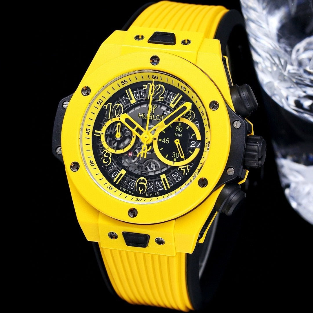 Hublot Big Bang Multi Color Chronograph Watch – Luxury Skeleton Dial, Rubber Strap, Swiss Made