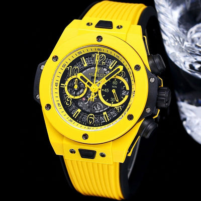 Hublot Big Bang Multi Color Chronograph Watch – Luxury Skeleton Dial, Rubber Strap, Swiss Made