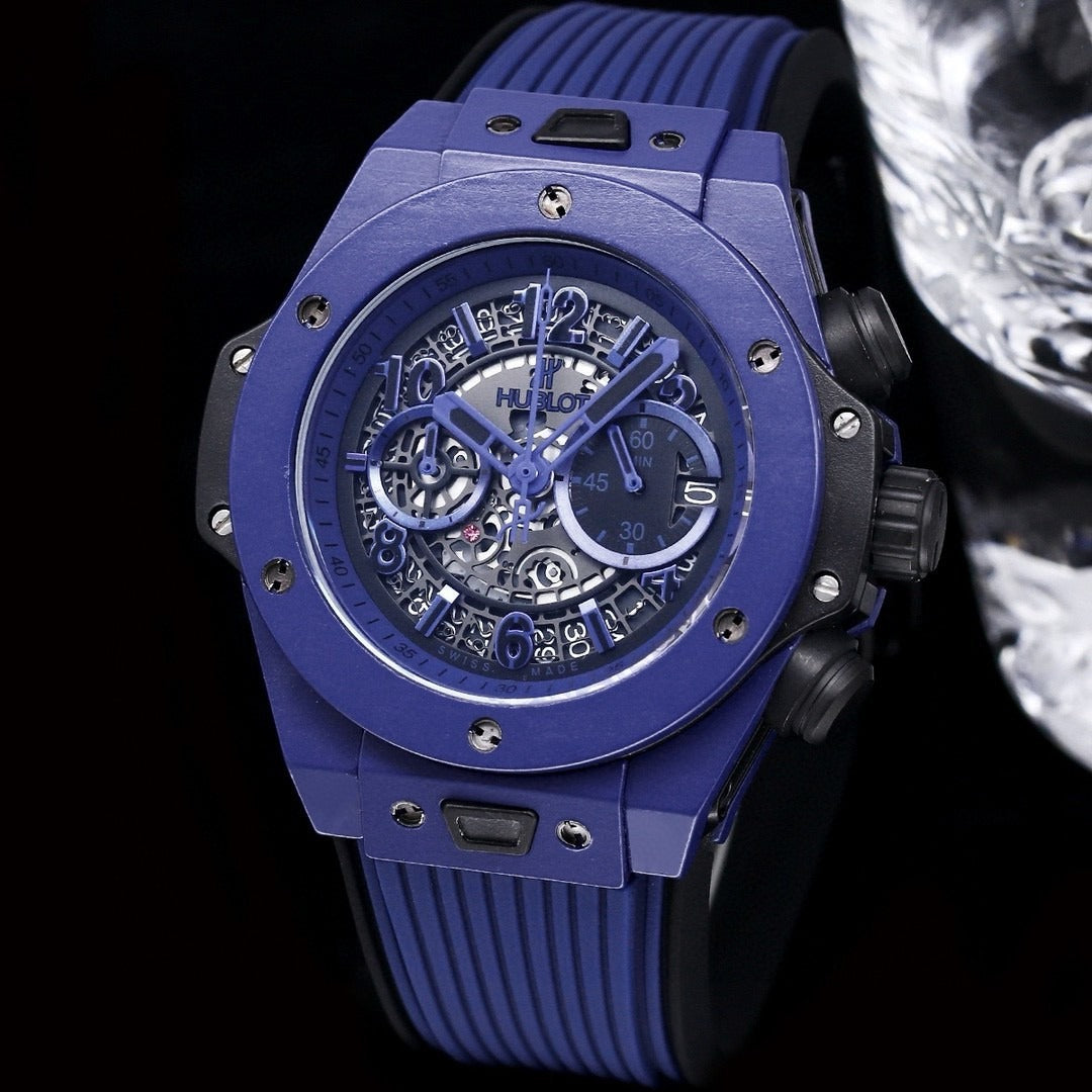 Hublot Big Bang Multi Color Chronograph Watch – Luxury Skeleton Dial, Rubber Strap, Swiss Made