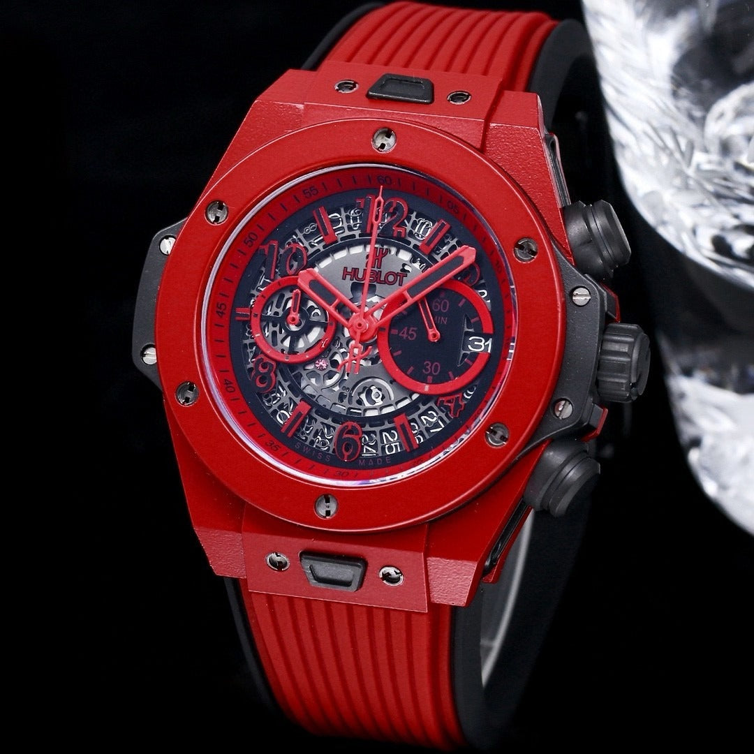Hublot Big Bang Multi Color Chronograph Watch – Luxury Skeleton Dial, Rubber Strap, Swiss Made