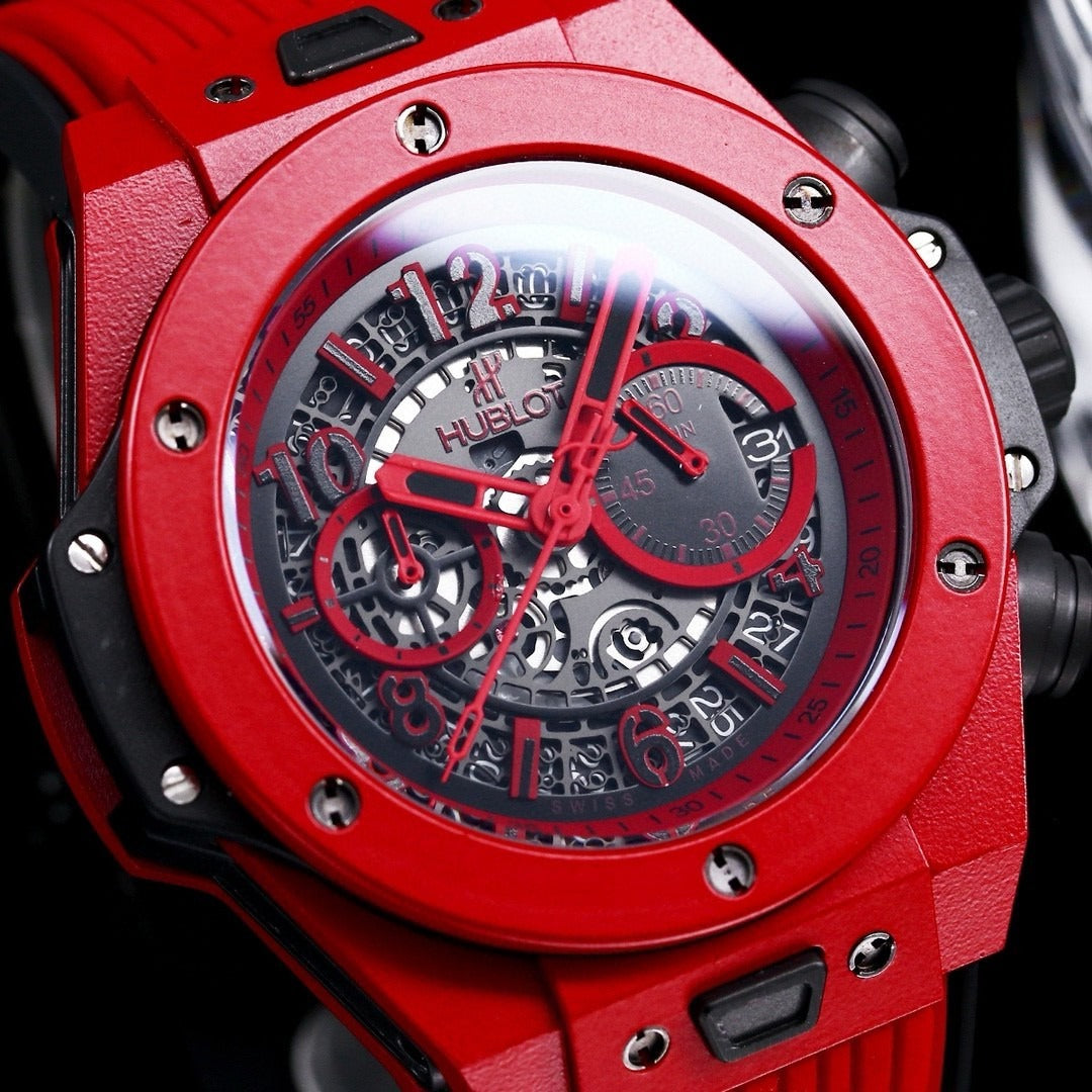 Hublot Big Bang Multi Color Chronograph Watch – Luxury Skeleton Dial, Rubber Strap, Swiss Made