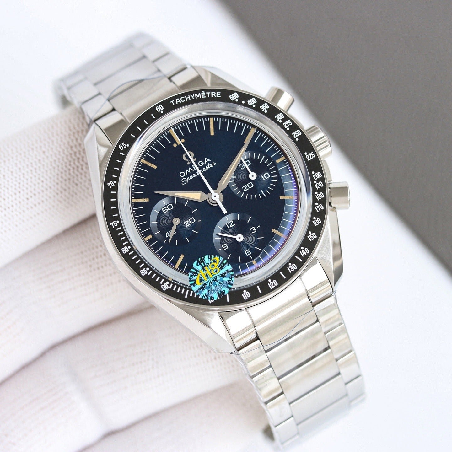 Omega Speedmaster with Blue Dial and Sub-dials on Bracelet