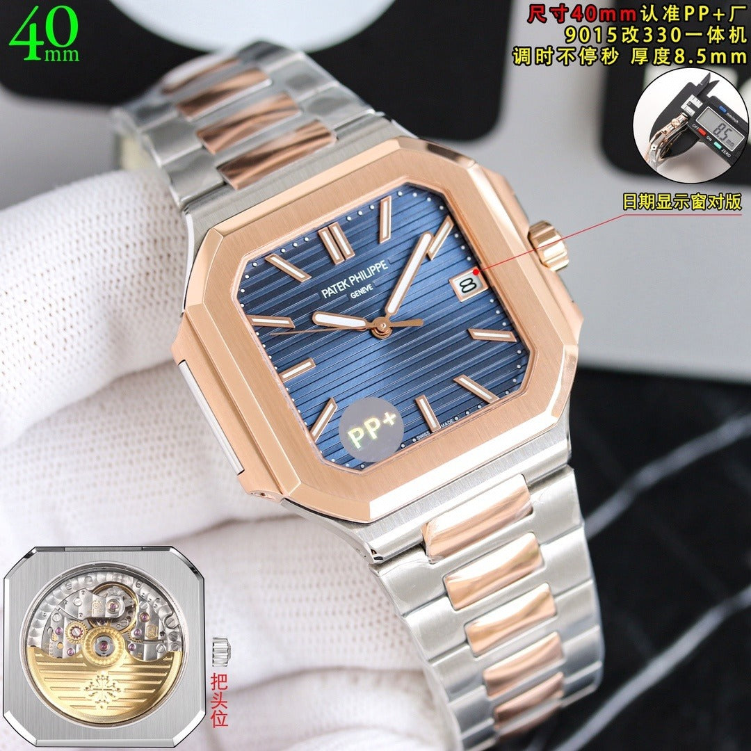 Patek Philippe Nautilus Style Two-Tone Automatic Watch 40mm | Ultra-Thin Blue or White Dial