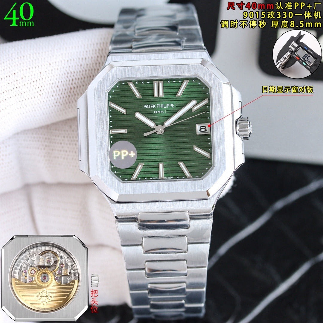 Patek Philippe Nautilus Style Automatic Watch 40mm | Ultra-Thin Blue or Green Dial