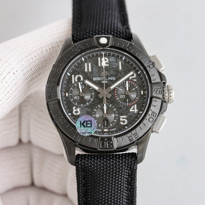 Breitling Chronograph Black Dial Men’s Watch – Tactical Carbon Fiber Case, Swiss Made, 44mm
