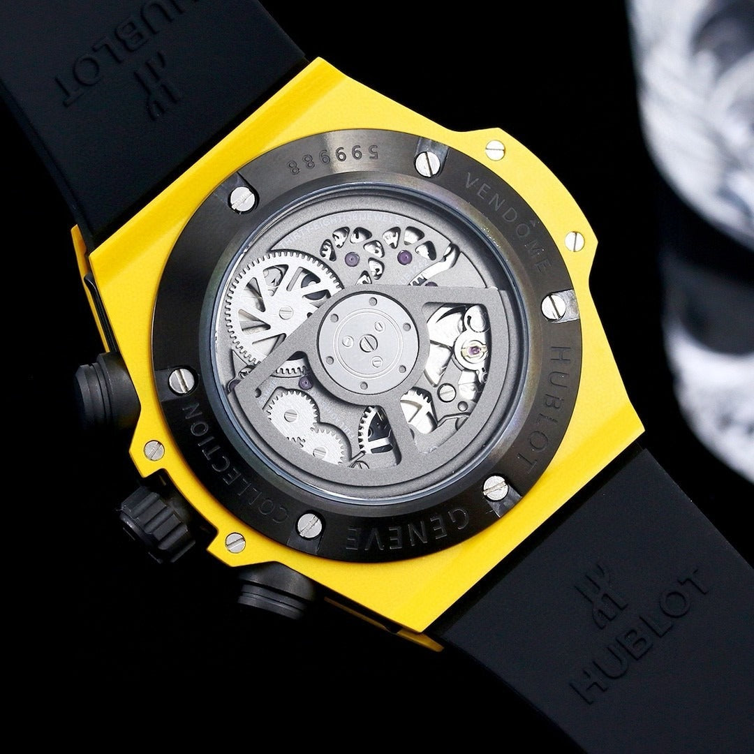 Hublot Big Bang Multi Color Chronograph Watch – Luxury Skeleton Dial, Rubber Strap, Swiss Made