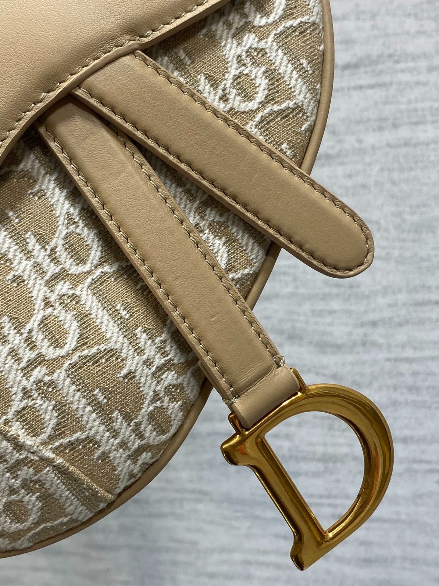 Christian Dior Saddle Bag 21cm | Natural Tone Stone Wash Denim Oblique