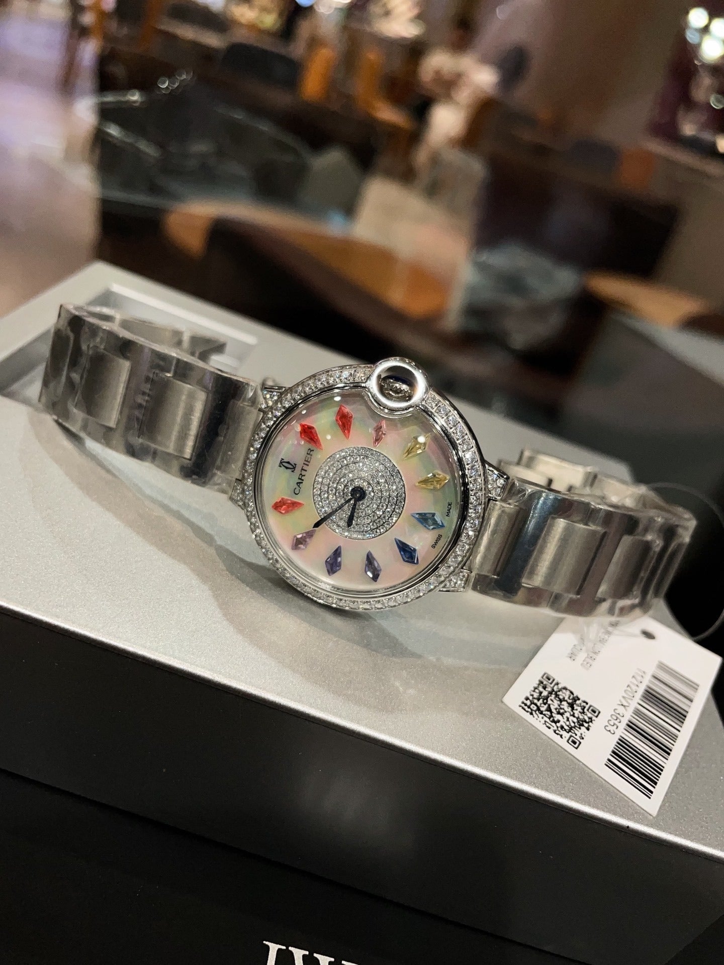 Cartier Ballon Bleu with Diamond Bezel and Mother-of-Pearl Gemstone Dial