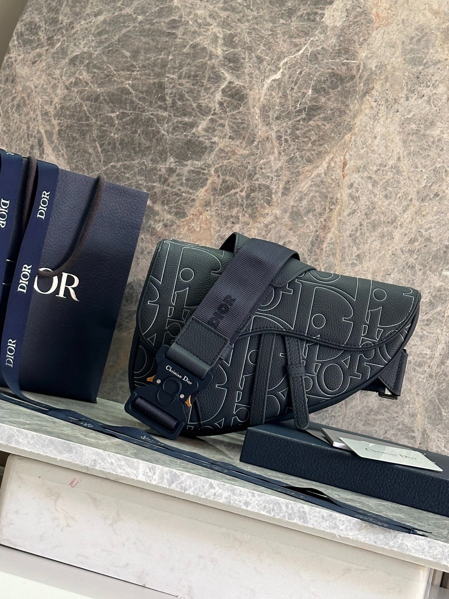 Christian Dior Saddle Bag | Hylton Nel Outline Oblique | Dark Leather