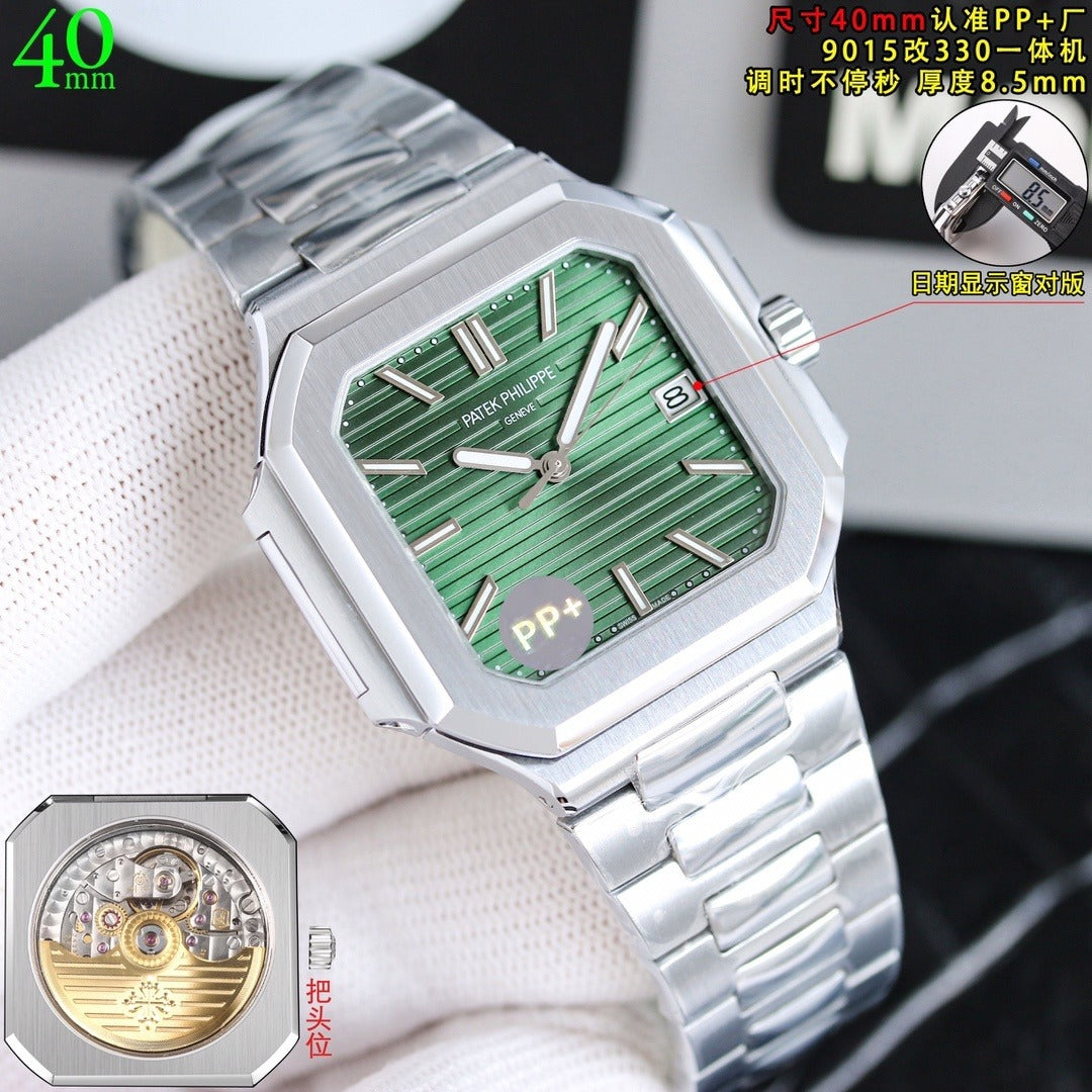 Patek Philippe Nautilus Style Automatic Watch 40mm | Ultra-Thin Blue or Green Dial
