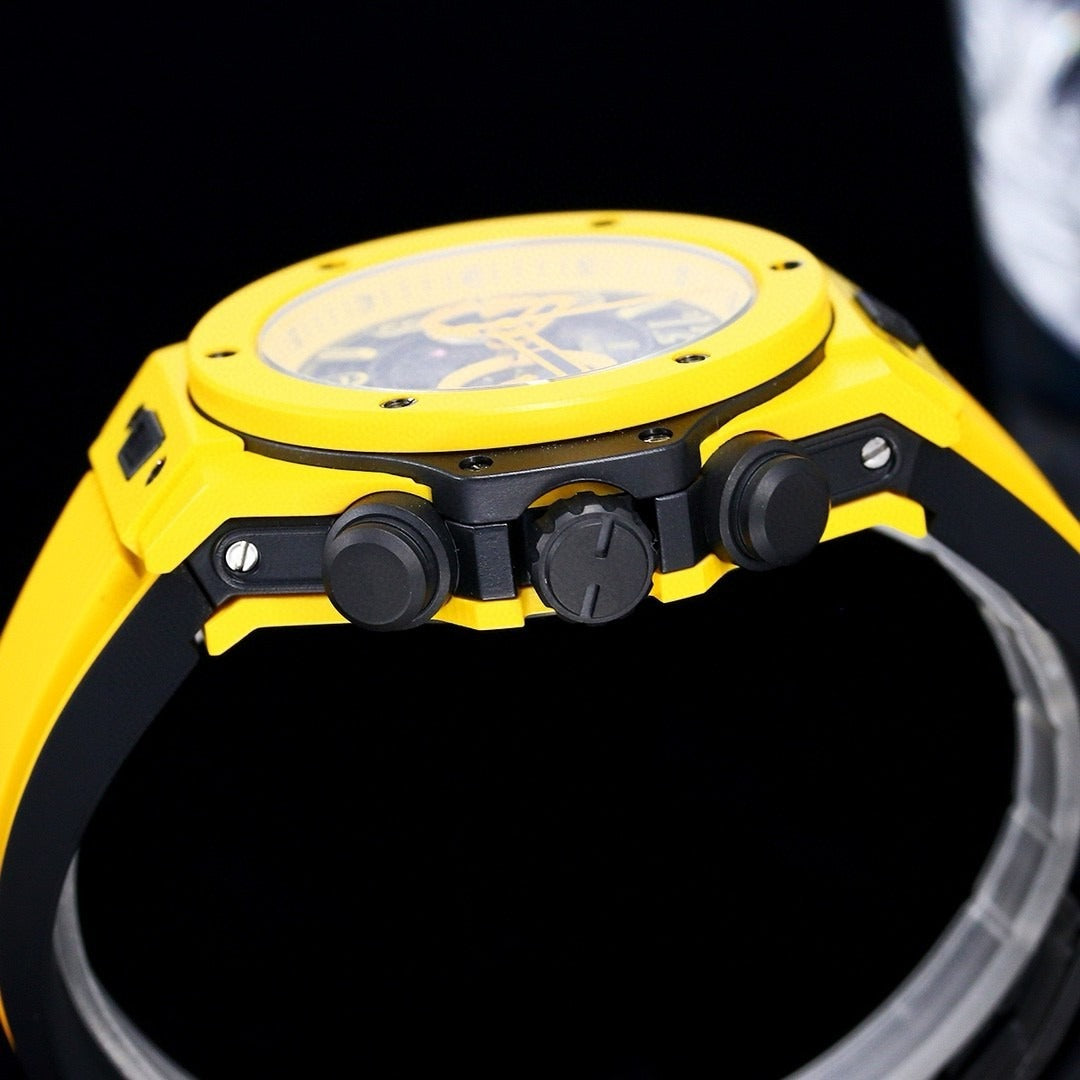Hublot Big Bang Multi Color Chronograph Watch – Luxury Skeleton Dial, Rubber Strap, Swiss Made