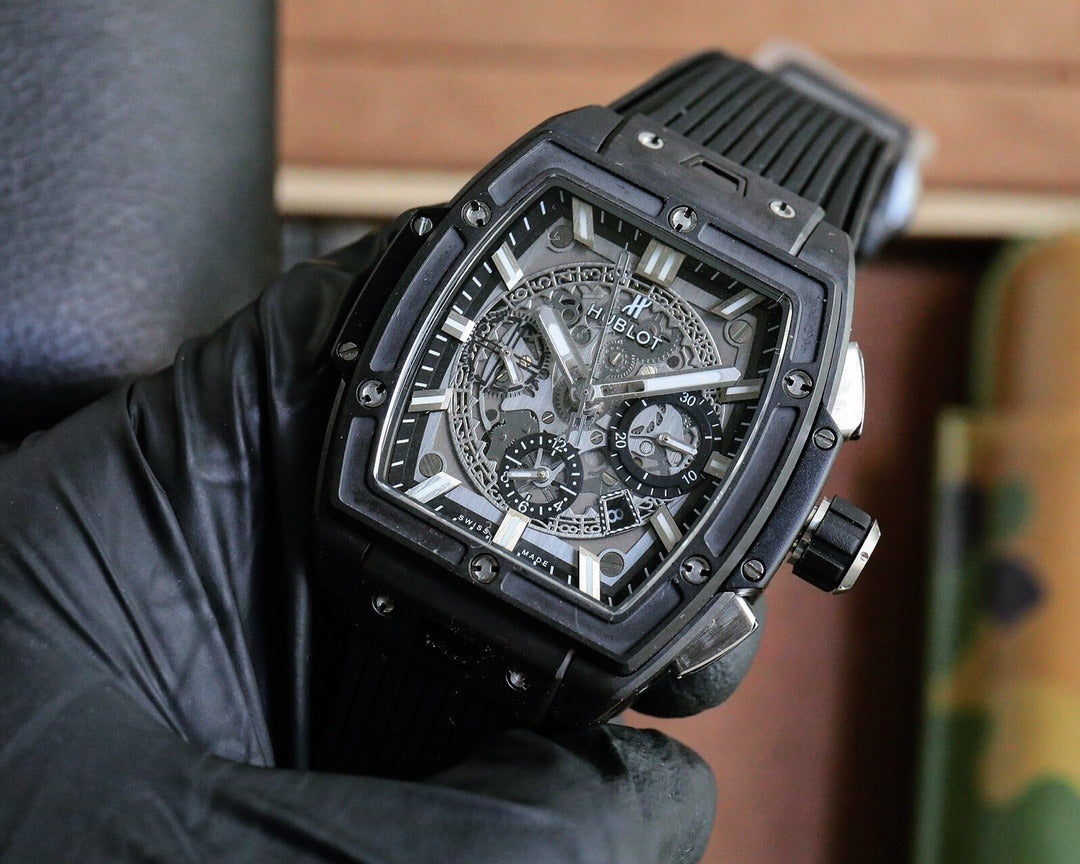 Hublot Square Bang with Skeletonized Dial and Black Case