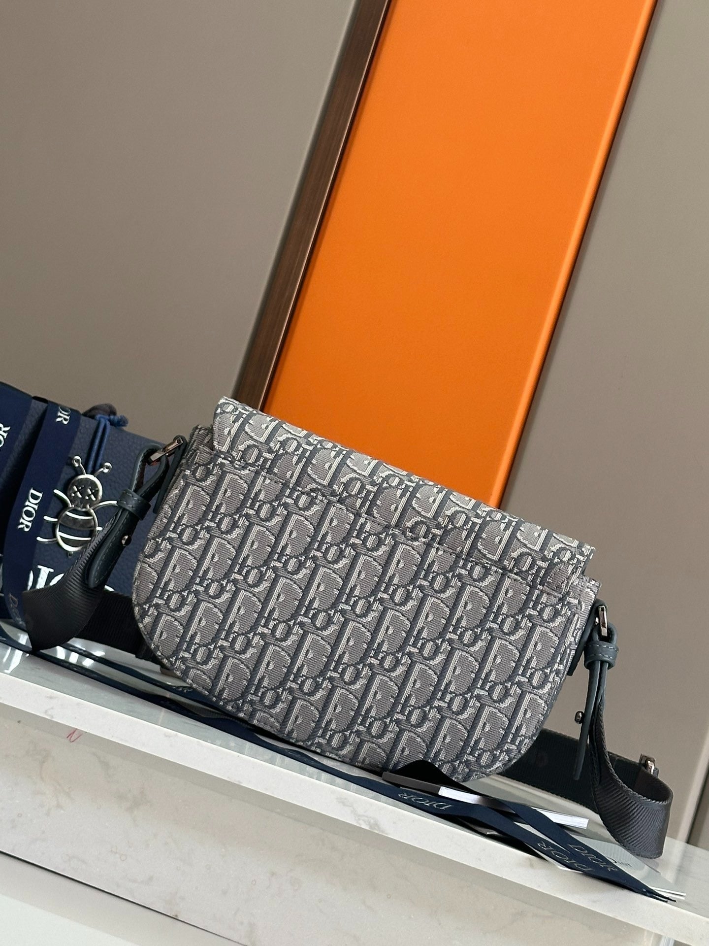 Christian Dior Saddle Bag | Grey Oblique Monogram Jacquard | Tactical Strap