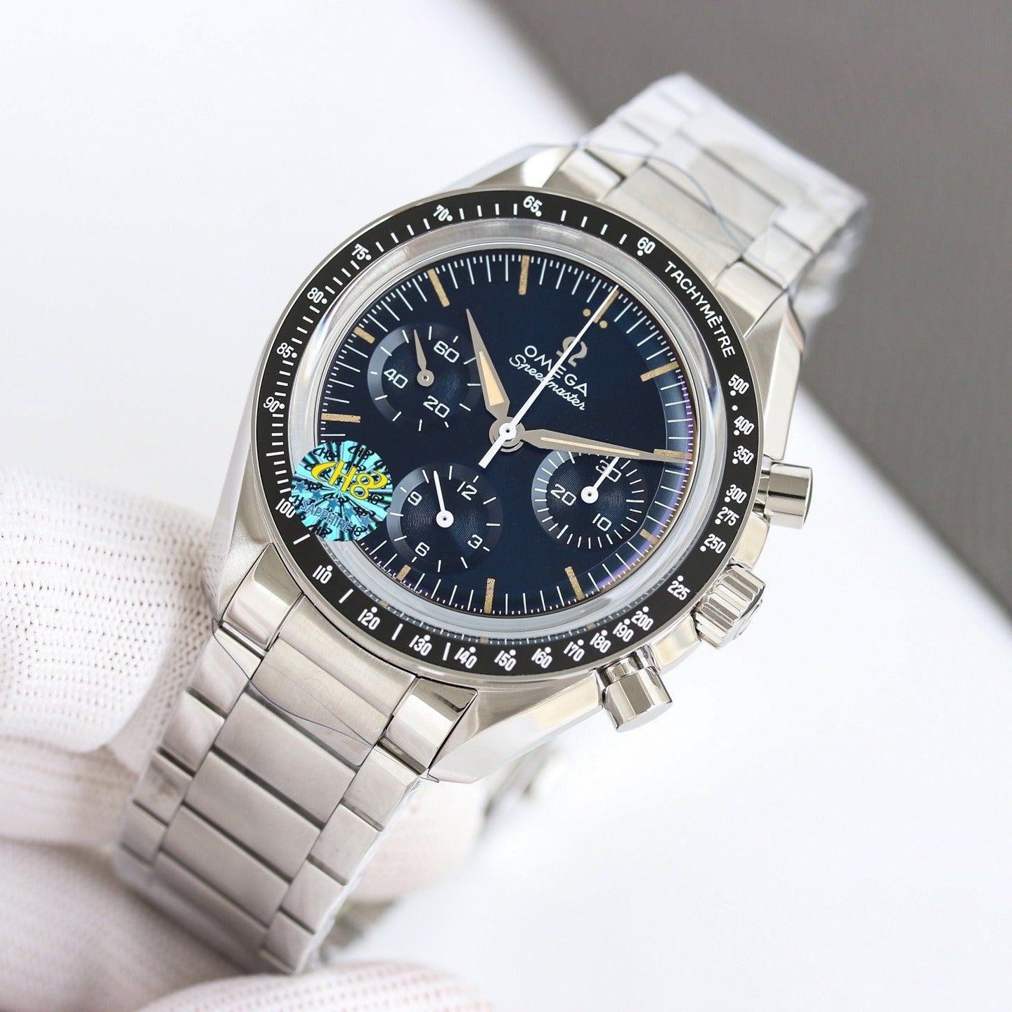 Omega Speedmaster with Blue Dial and Sub-dials on Bracelet