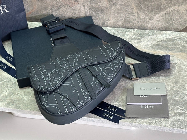 Christian Dior Saddle Bag | Hylton Nel Outline Oblique | Dark Leather