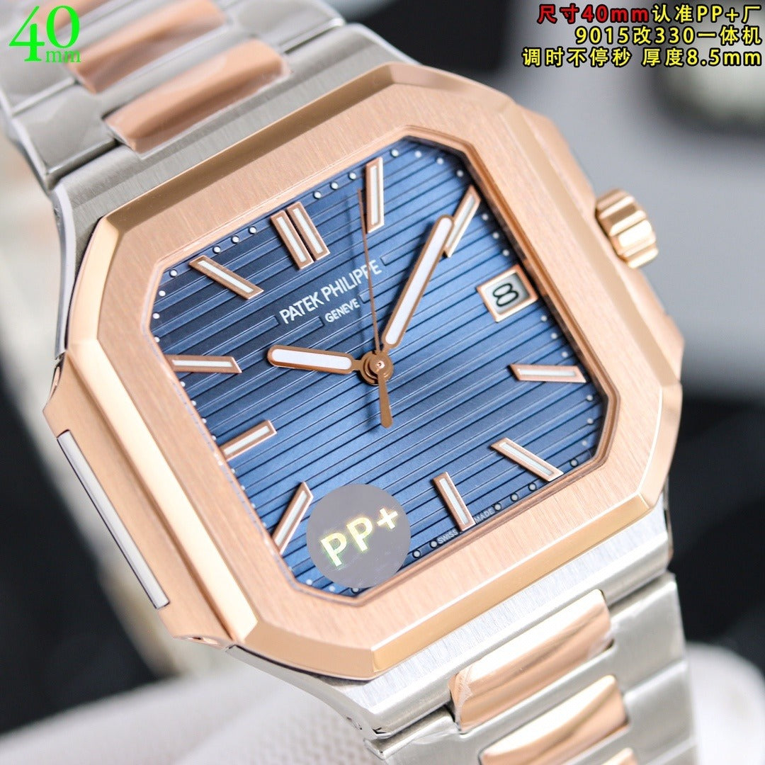 Patek Philippe Nautilus Style Two-Tone Automatic Watch 40mm | Ultra-Thin Blue or White Dial