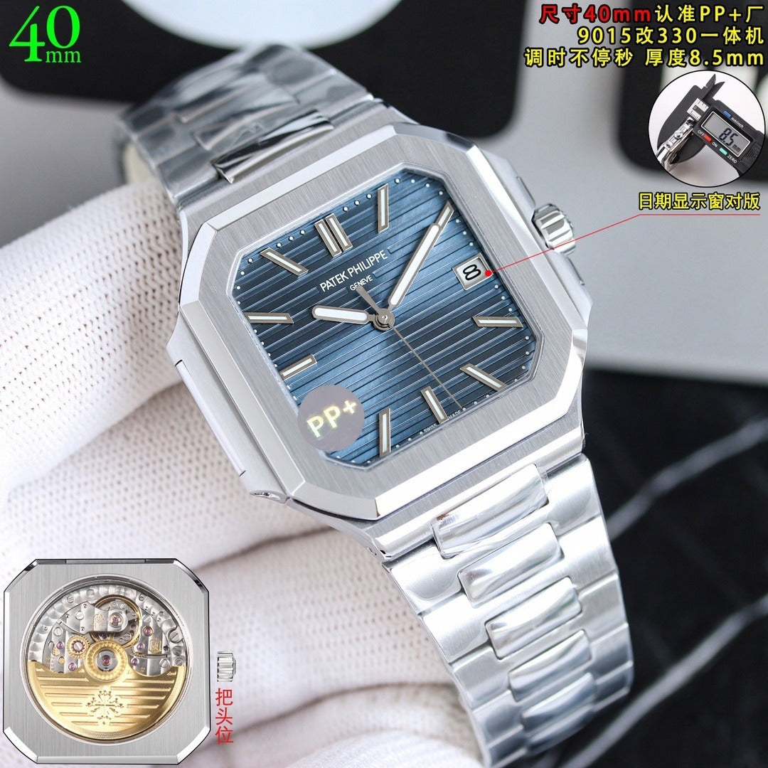 Patek Philippe Nautilus Style Automatic Watch 40mm | Ultra-Thin Blue or Green Dial