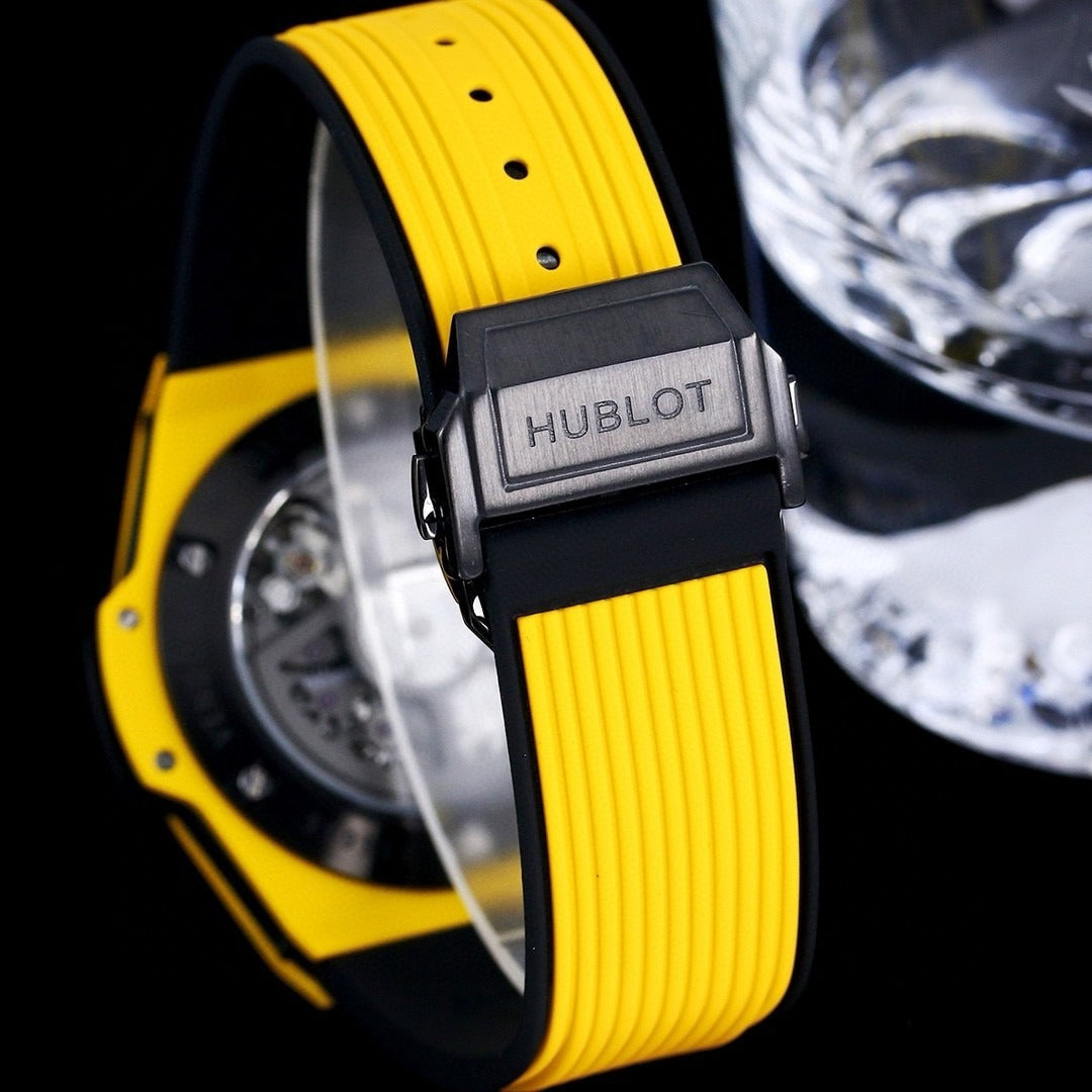 Hublot Big Bang Multi Color Chronograph Watch – Luxury Skeleton Dial, Rubber Strap, Swiss Made