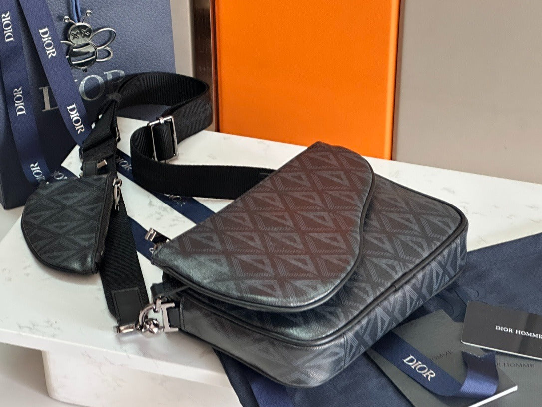Christian Dior Explorer Bag | Black Diamond Quilted Leather Crossbody