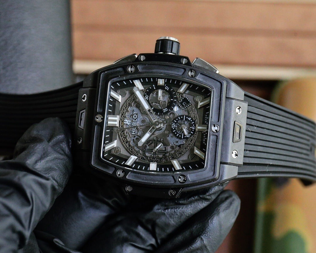 Hublot Square Bang with Skeletonized Dial and Black Case