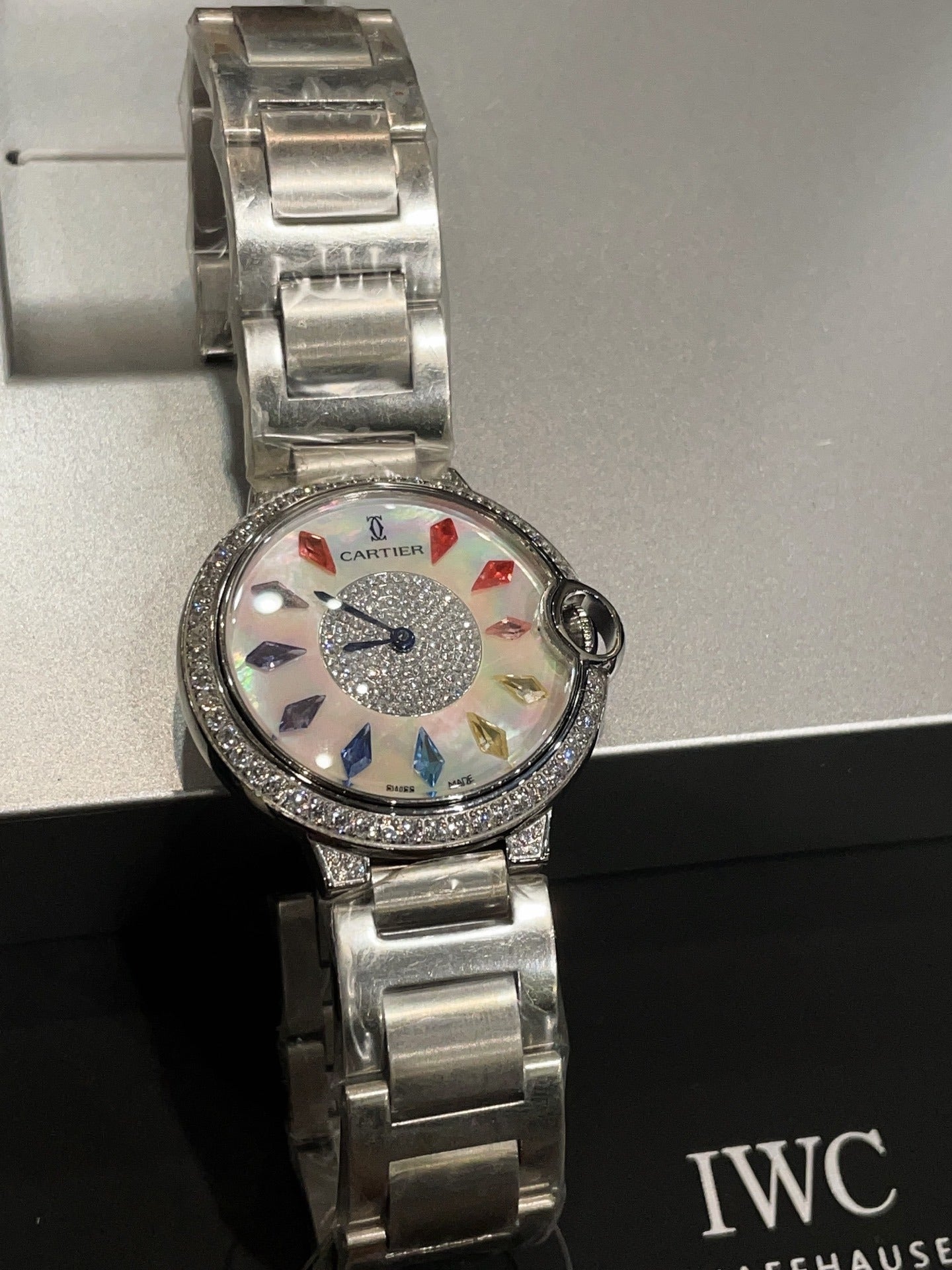 Cartier Ballon Bleu with Diamond Bezel and Mother-of-Pearl Gemstone Dial