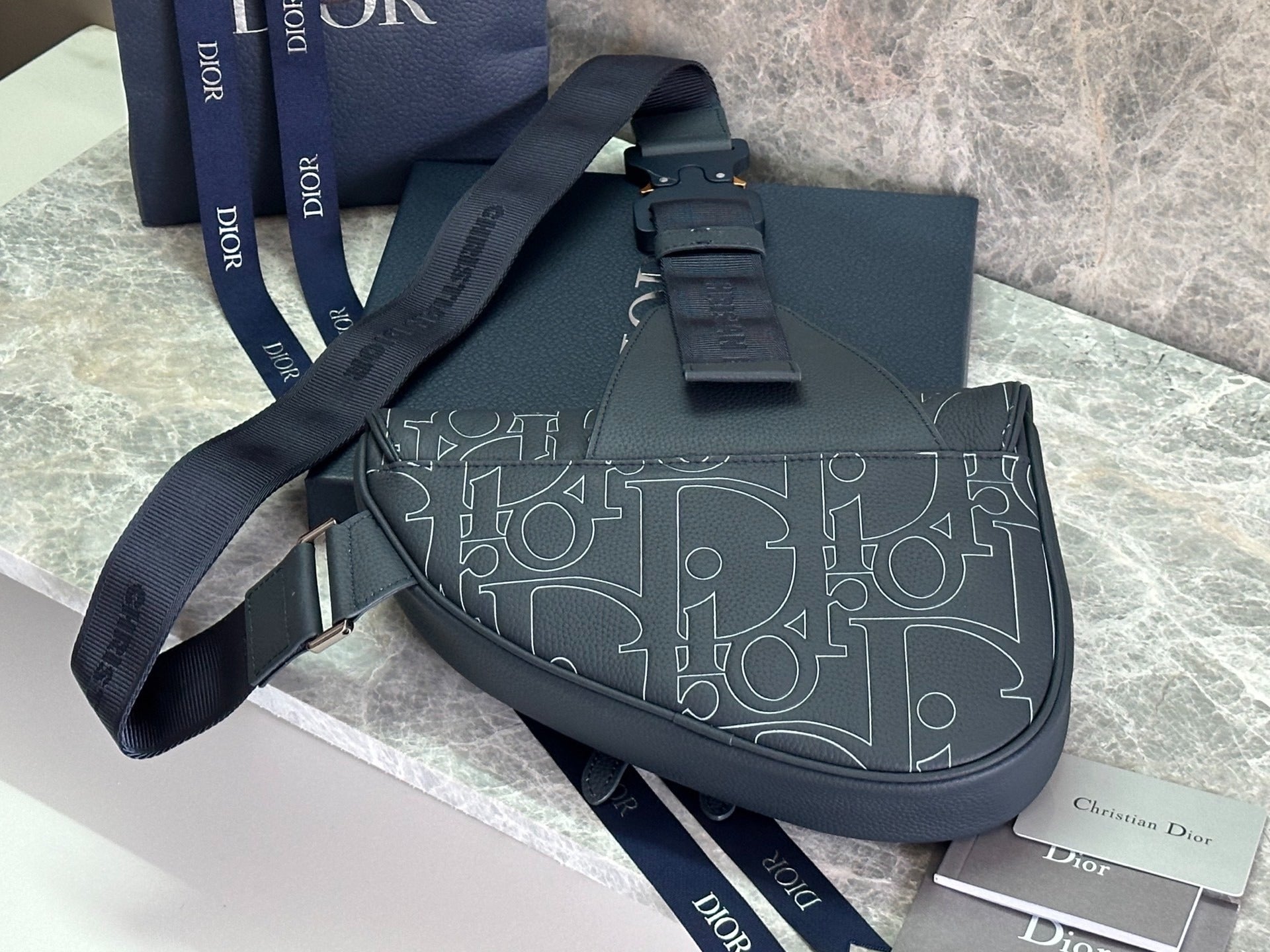 Christian Dior Saddle Bag | Hylton Nel Outline Oblique | Dark Leather