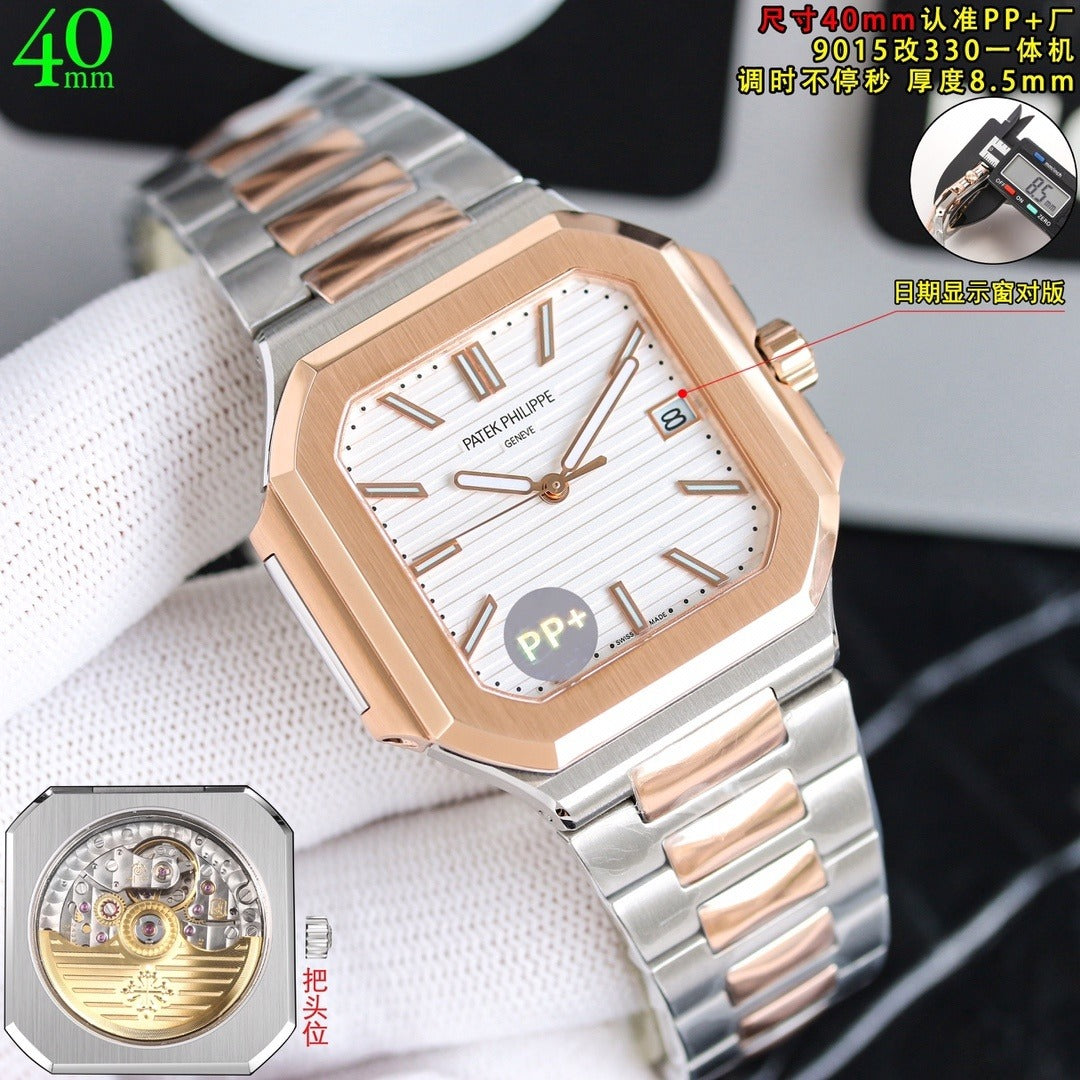 Patek Philippe Nautilus Style Two-Tone Automatic Watch 40mm | Ultra-Thin Blue or White Dial
