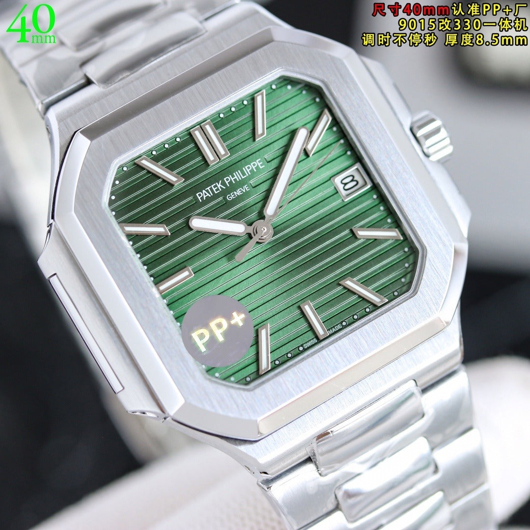 Patek Philippe Nautilus Style Automatic Watch 40mm | Ultra-Thin Blue or Green Dial