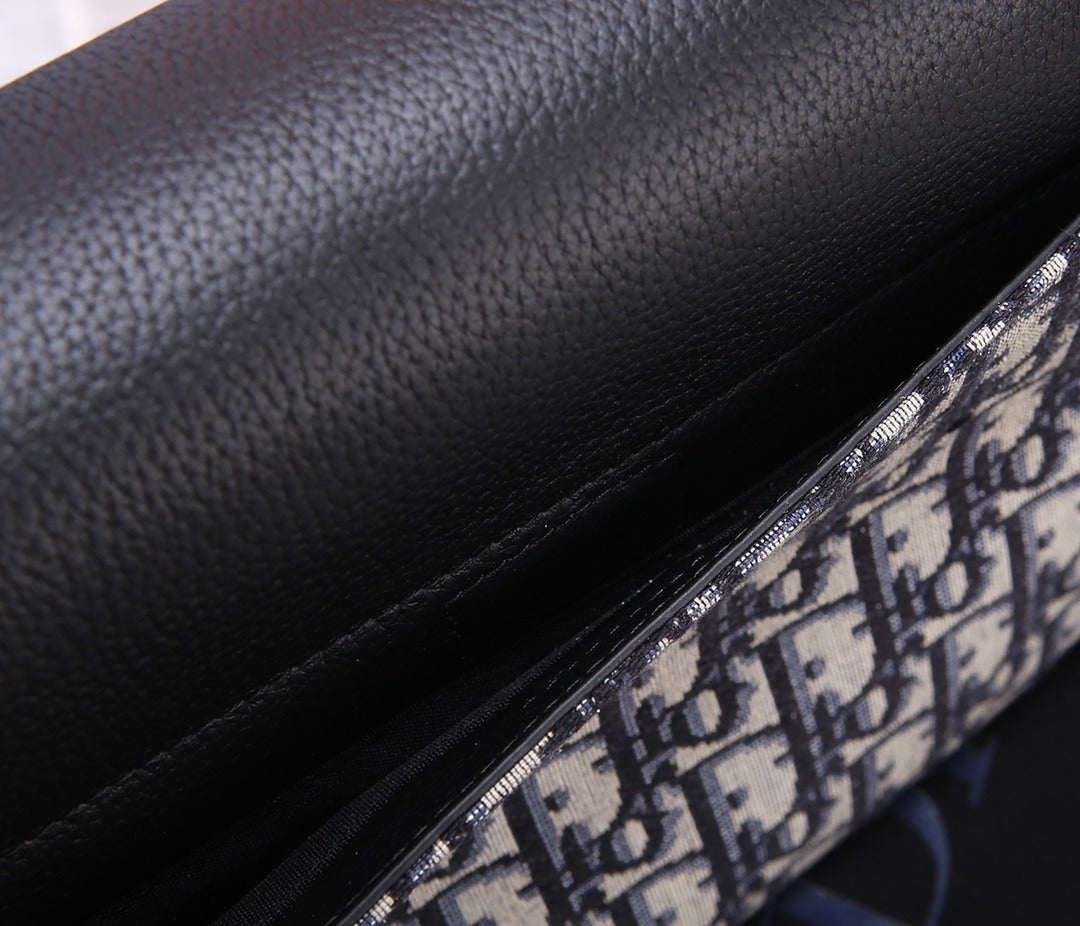 Christian Dior Saddle Flap Bag | Black Oblique Monogram Canvas