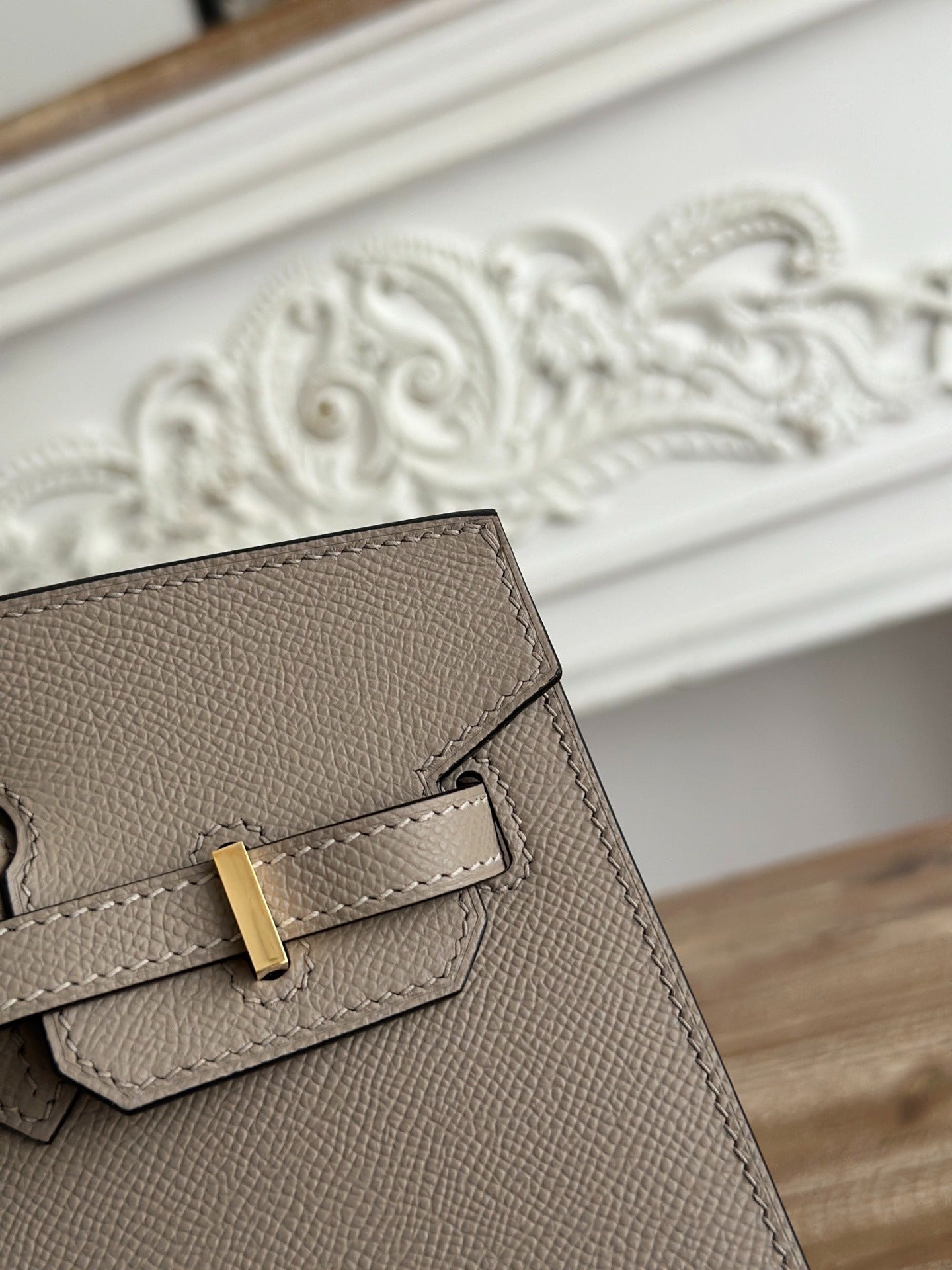Hermes Birkin Style Handbag | 25cm Epsom Leather Tote | Asphalt Gray, Gold Hardware