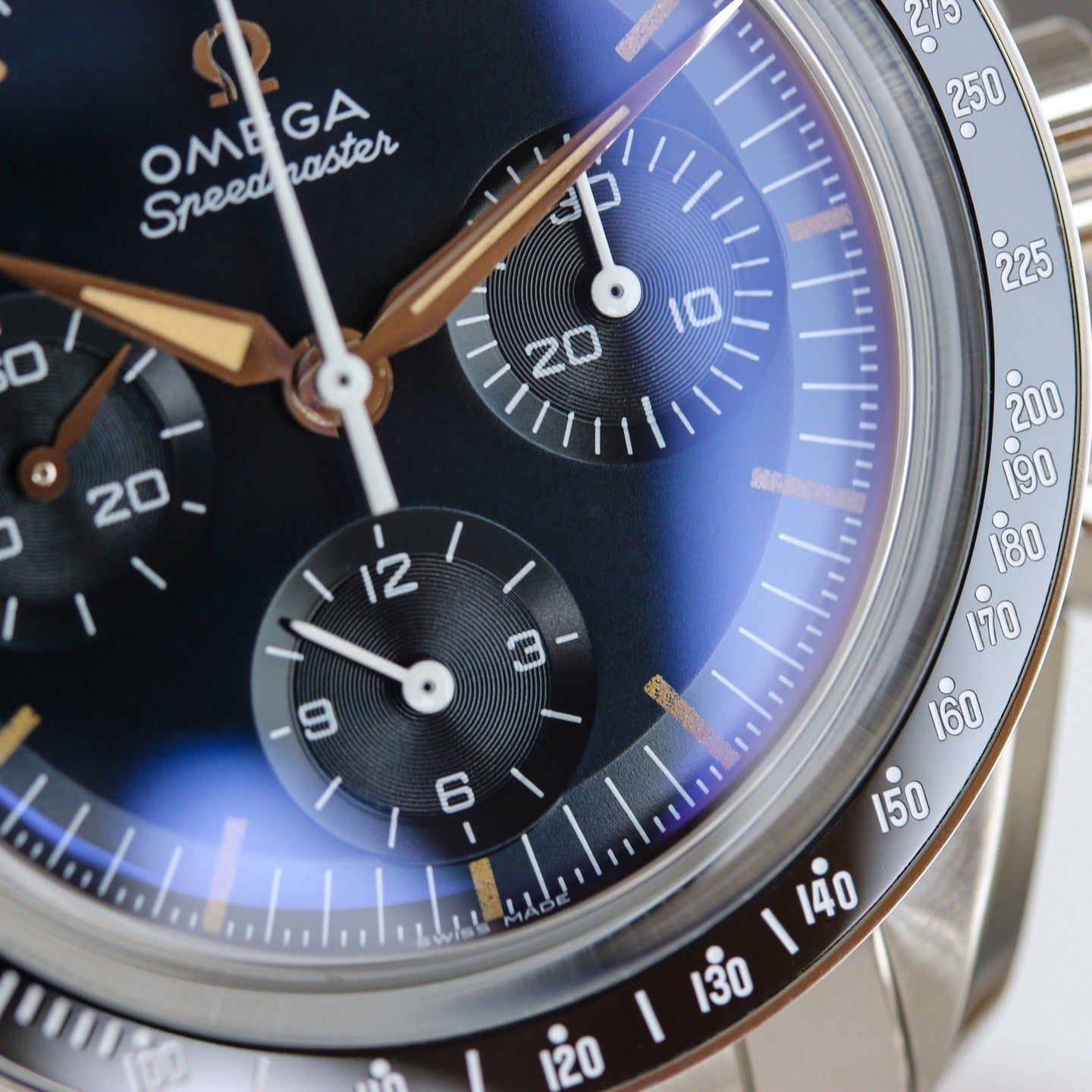 Omega Speedmaster with Blue Dial and Sub-dials on Bracelet