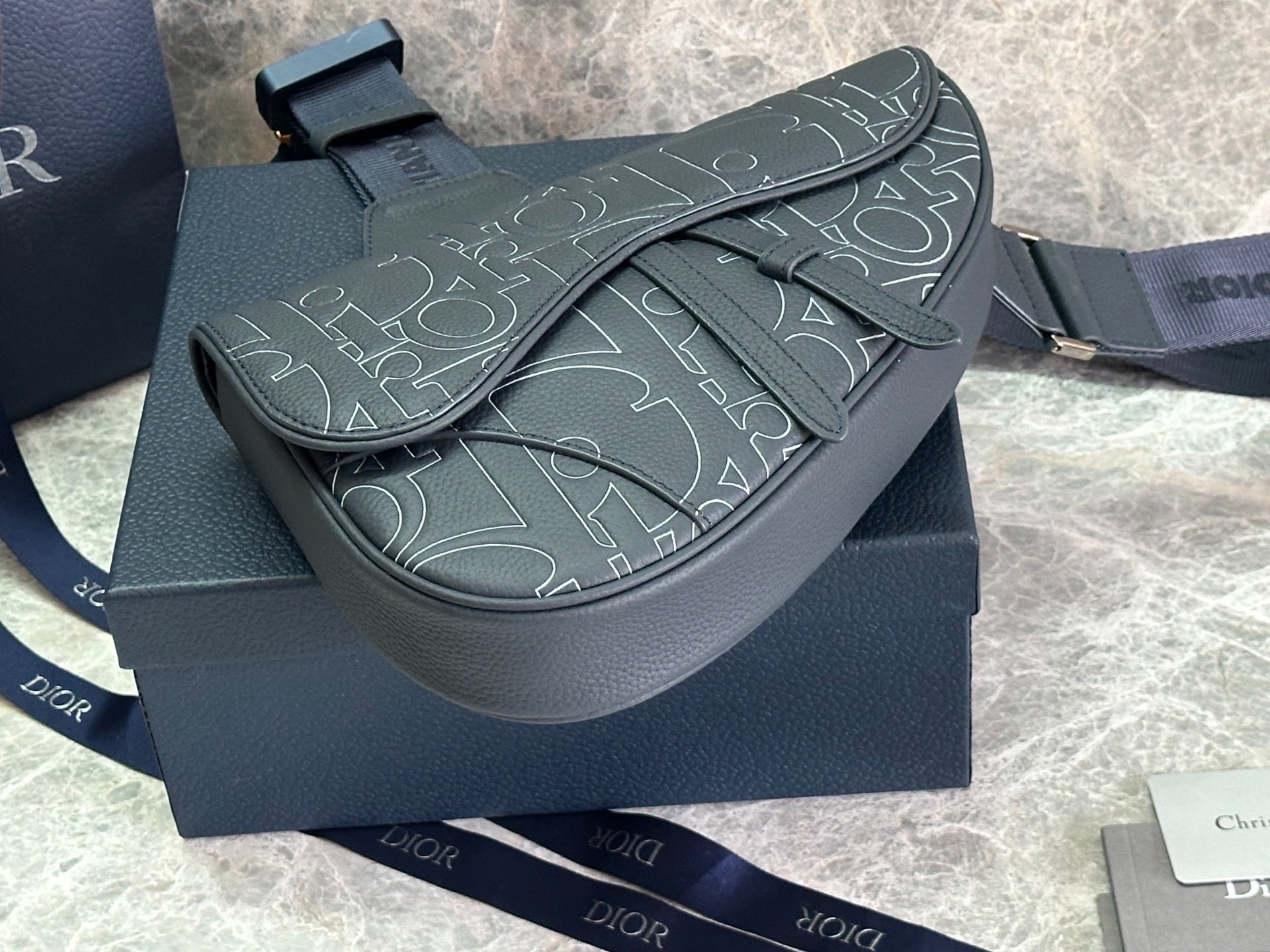 Christian Dior Saddle Bag | Hylton Nel Outline Oblique | Dark Leather