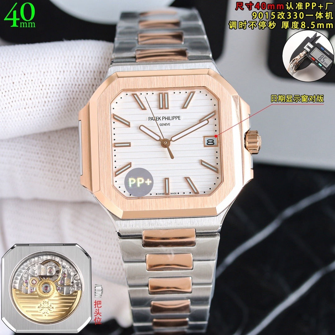 Patek Philippe Nautilus Style Two-Tone Automatic Watch 40mm | Ultra-Thin Blue or White Dial