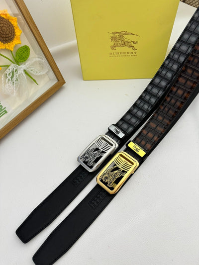 Luxury Style Embossed Leather Belts - Black & Brown Accents