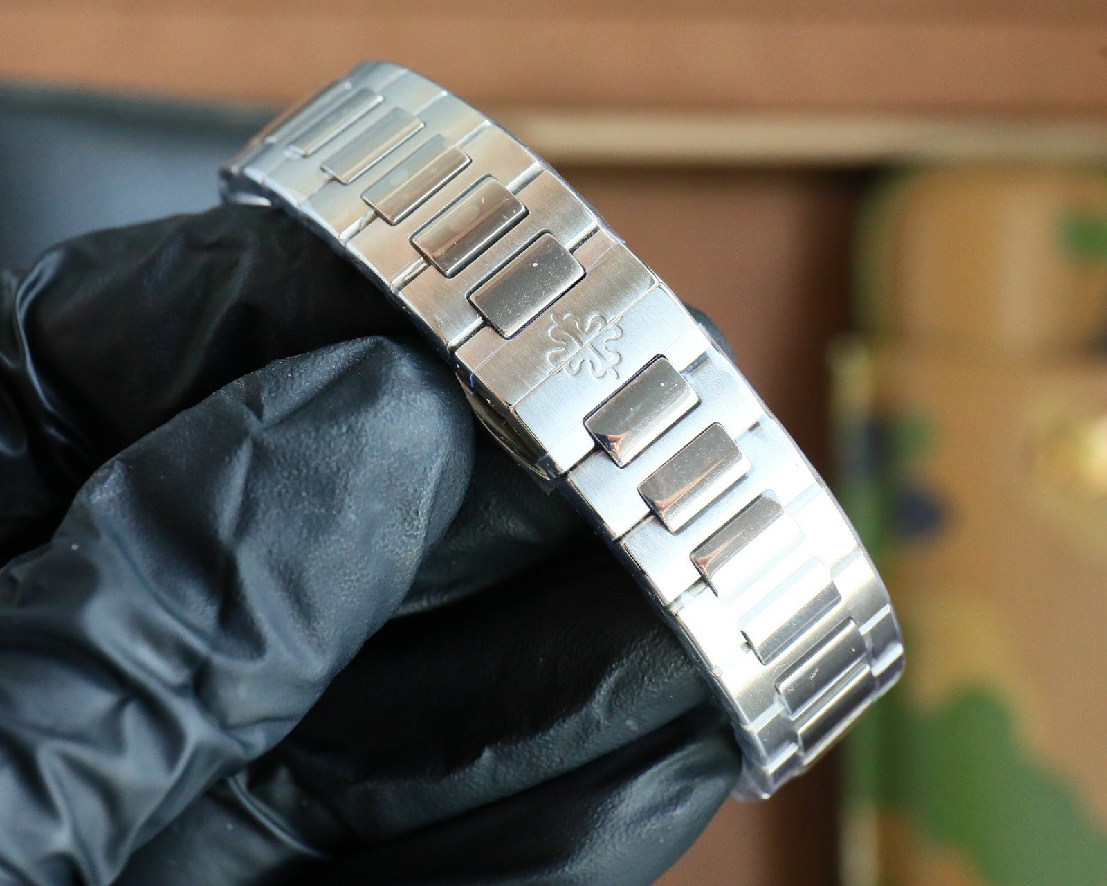Patek Philippe Nautilus Style Automatic Watch | Emerald Bezel, Stainless Steel