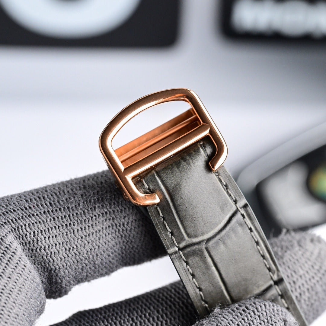 Cartier Santos Dumont Gold Case on Grey Leather Strap