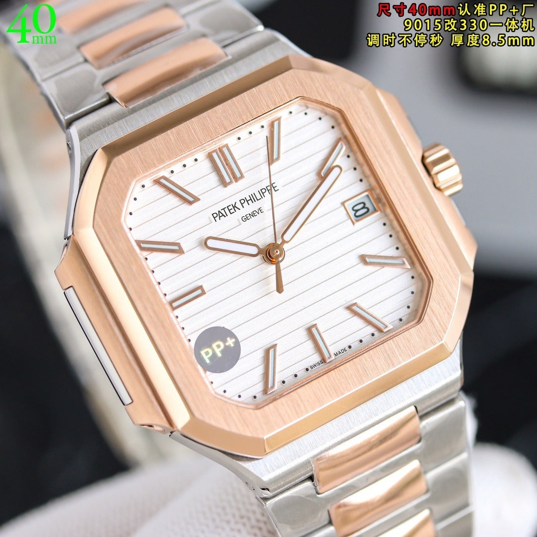 Patek Philippe Nautilus Style Two-Tone Automatic Watch 40mm | Ultra-Thin Blue or White Dial