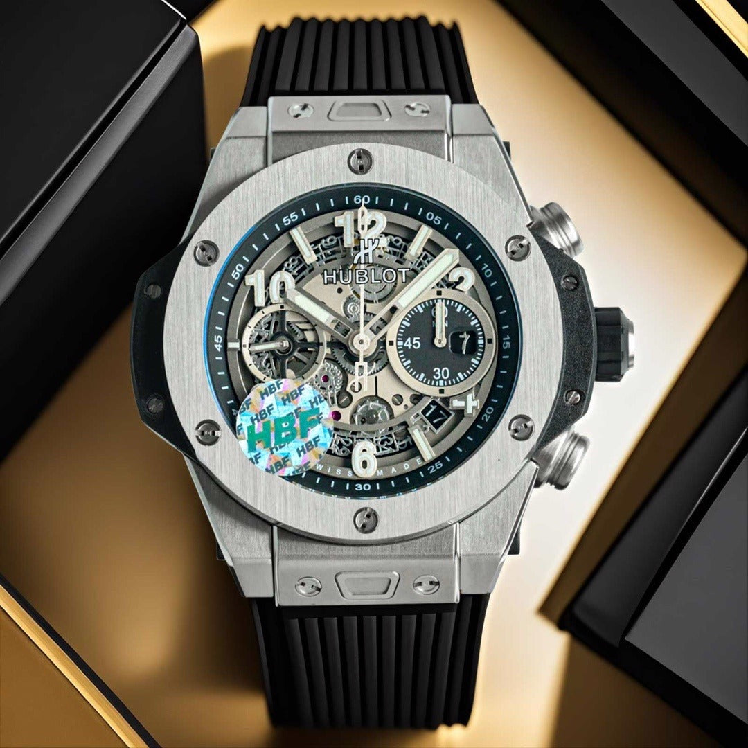 Hublot Big Bang with Blue Skeleton Dial and Gold Case