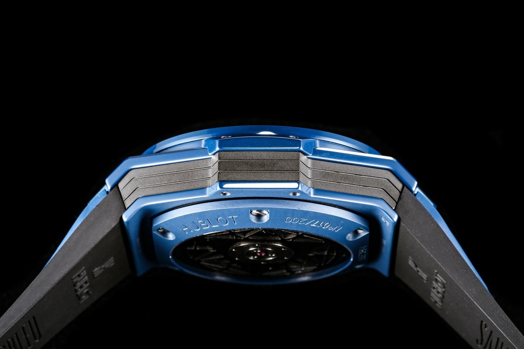 Blue Ceramic Hublot Sang Bleu with Geometric Skeleton Dial