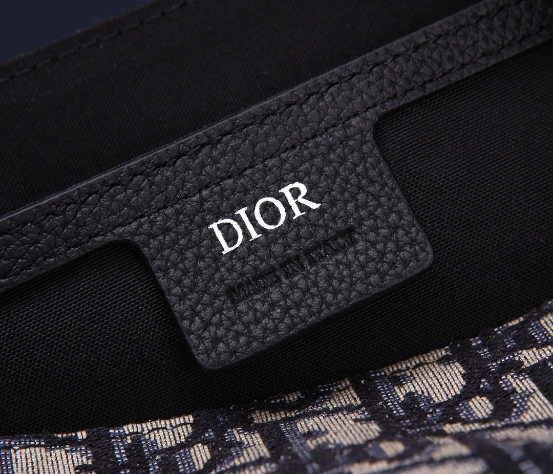 Christian Dior Saddle Flap Bag | Black Oblique Monogram Canvas