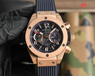 Hublot Big Bang Unico Rose Gold with Black Dial and Blue Strap