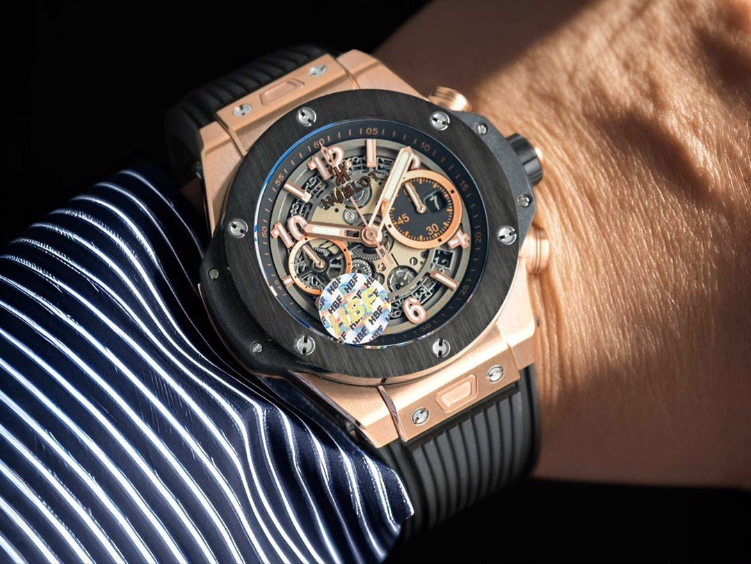 Hublot Big Bang with Blue Skeleton Dial and Gold Case