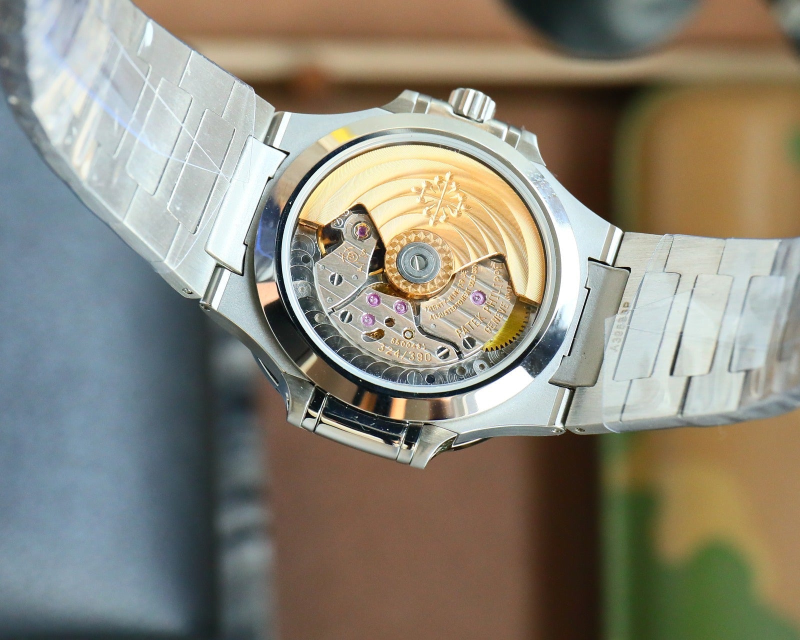 Patek Philippe Nautilus Style Automatic Watch | Emerald Bezel, Stainless Steel