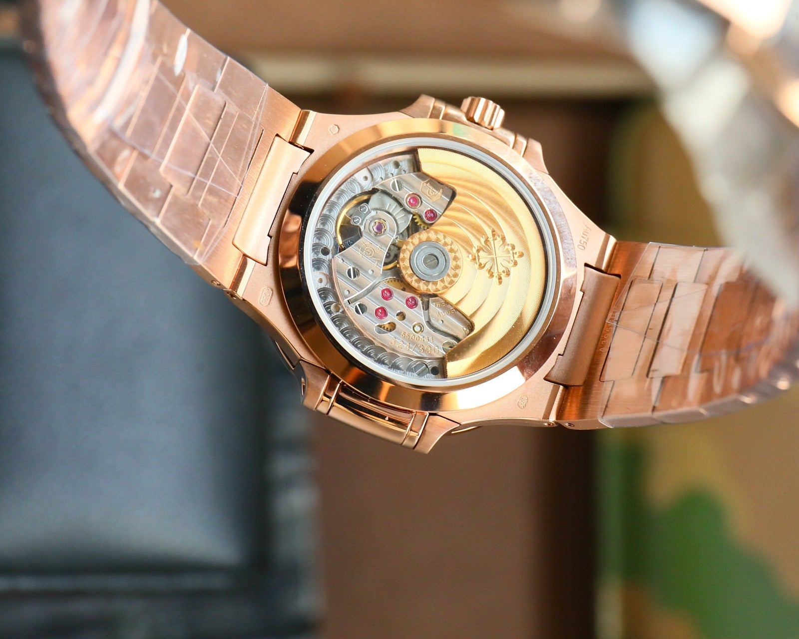 Patek Philippe Nautilus Style Automatic Watch | Ruby-Set Bezel, Rose Gold & Steel
