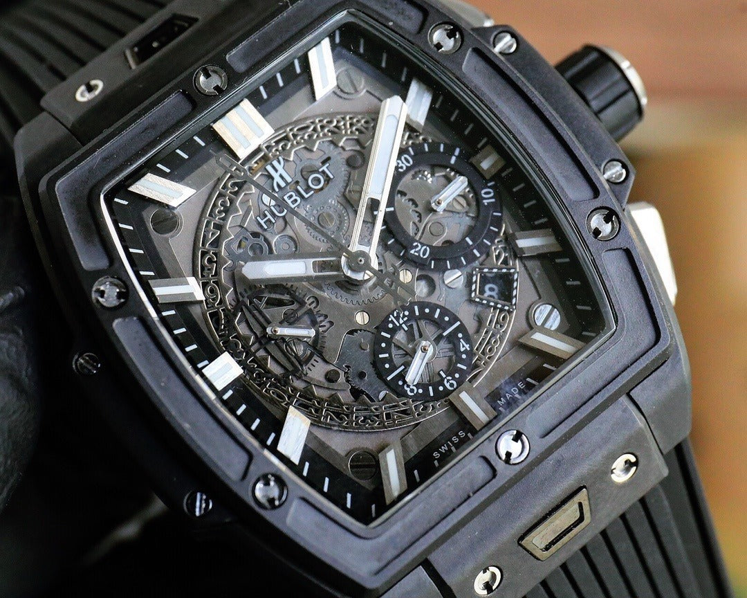 Hublot Square Bang with Skeletonized Dial and Black Case