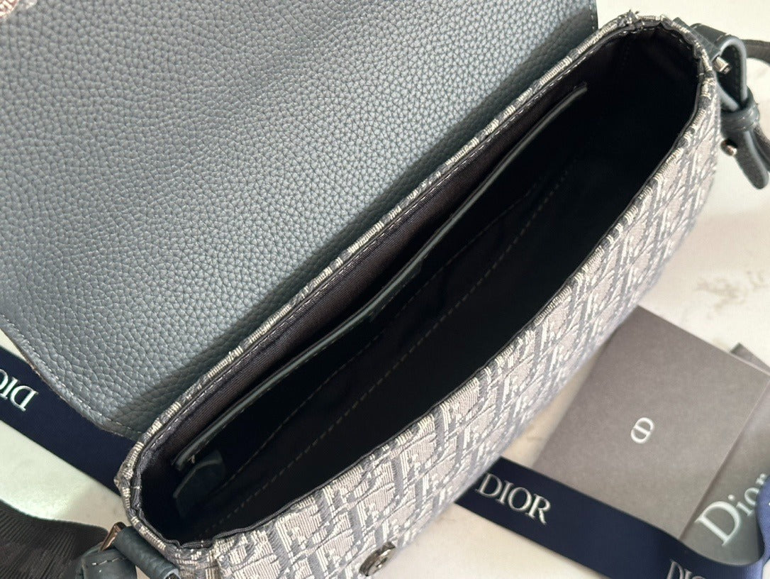 Christian Dior Saddle Bag | Grey Oblique Monogram Jacquard | Tactical Strap