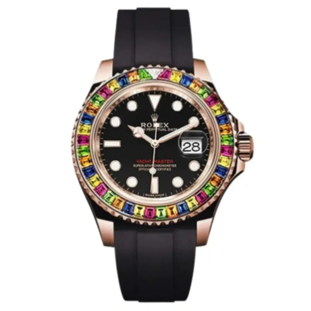 YACHT MASTER 1 GOLDEN DIAMOND BEZEL BLACK DIAL 40MM
