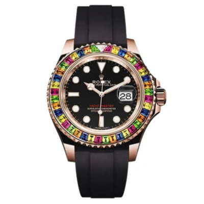 YACHT MASTER 1 GOLDEN DIAMOND BEZEL BLACK DIAL 40MM