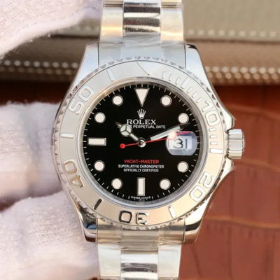YACHT MASTER 1 PURE SILVER ( BLACK DIAL ) STAINLESS STEEL 40MM