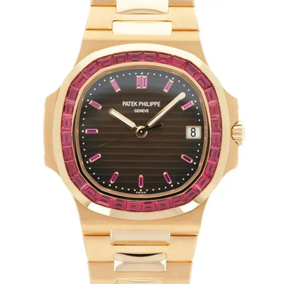 Patek Philippe Nautilus Rose Gold Brown Ruby Dial 40mm Ruby Bezel 5723/112